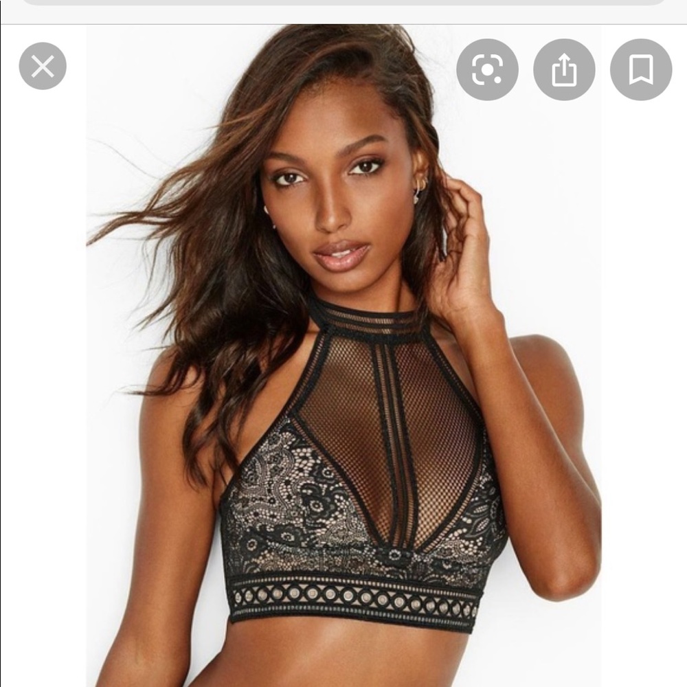 NWT choker halter lace bralette in ivory